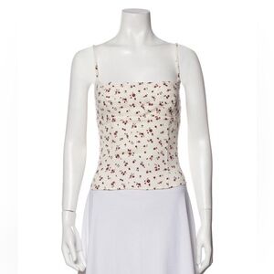 Reformation Cream and Red Floral Camisole